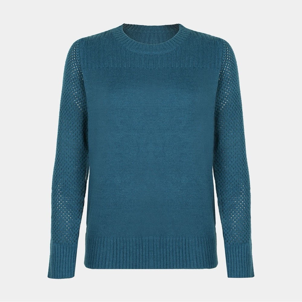 CUPSHE Blue Round Neck Perforated Long Sleeve Sweater - Picture 3 of 10